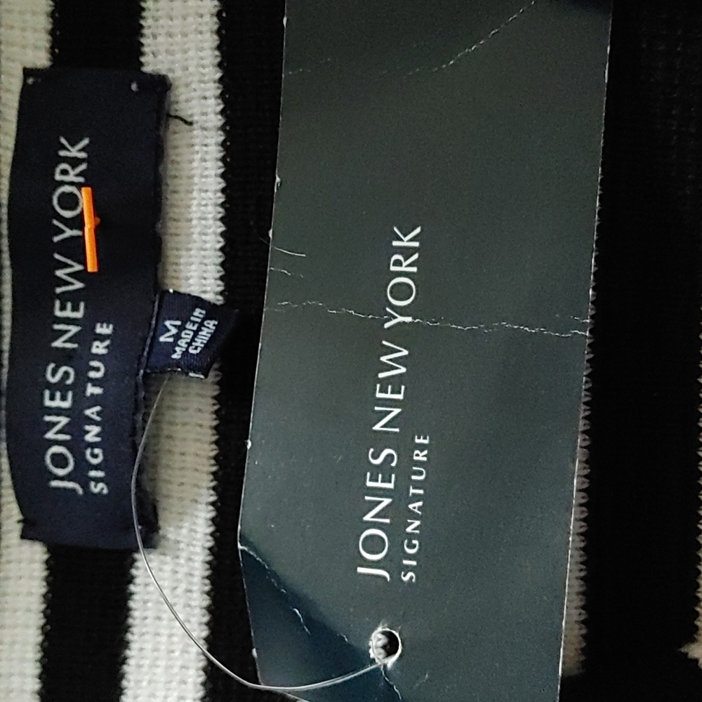 Jones New York double breasted sweater jacket size medium NWT Navy & White - Picture 6 of 7
